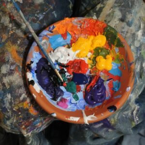 mixed paints in a plate